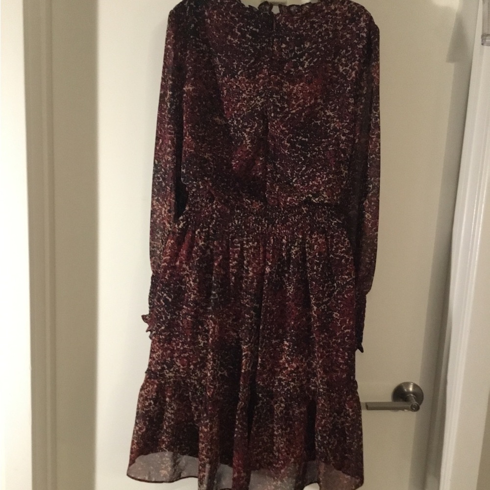 Just Taylor Animal Print Long Sleeved  Chiffon Smocked Dress Size 14  $30 - Picture 8 of 13